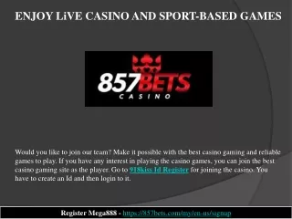 ENJOY LiVE CASINO AND SPORT-BASED GAMES