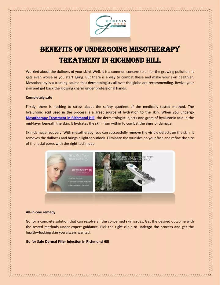 benefits of undergoing mesotherapy benefits