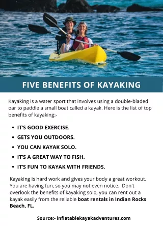 FIVE BENEFITS OF KAYAKING