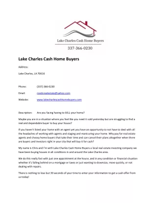 Lake Charles Cash Home Buyers