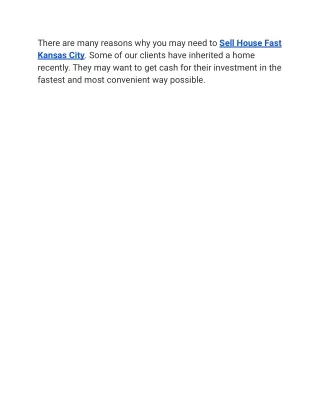 Sell House Fast Kansas City
