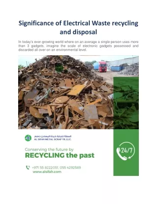 Significance of Electrical Waste recycling and disposal
