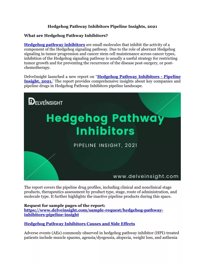 hedgehog pathway inhibitors pipeline insights 2021