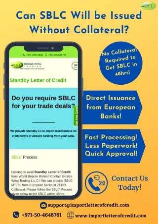 can sblc will be issued without collateral