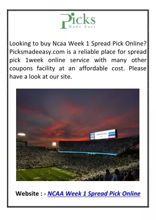 Ncaa Week 1 Spread Pick Online Picksmadeeasy.com