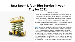 Best Boom Lift on Hire Service in your City for 2021