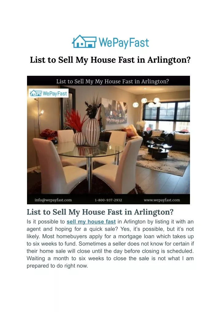 list to sell my house fast in arlington