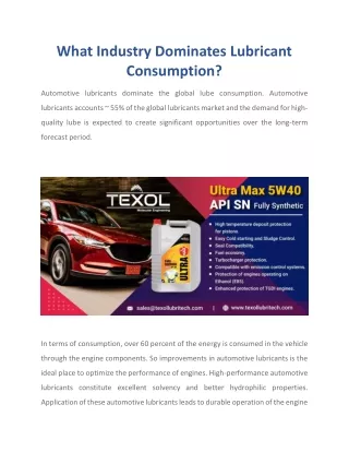 What Industry Dominates Lubricant Consumption