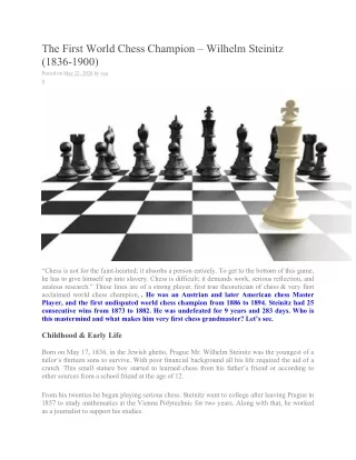 the first world chess champion wilhelm steinitz