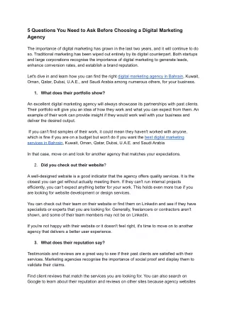 5 questions you need to ask before choosing