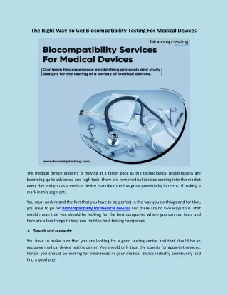 the right way to get biocompatibility testing