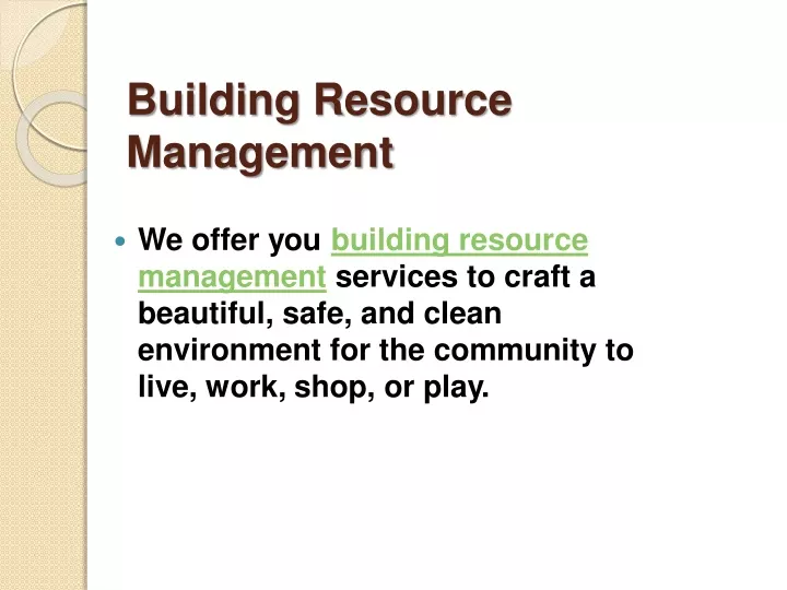 building resource management