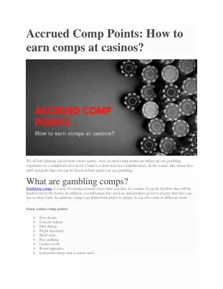 accrued comp points how to earn comps at casinos
