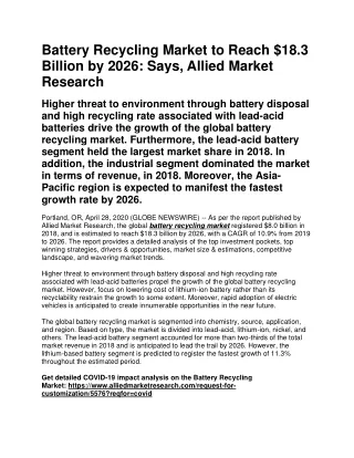 Battery Recycling Market