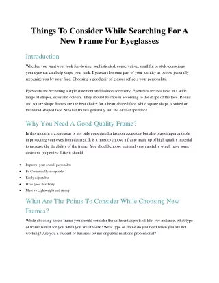 things to consider while searching