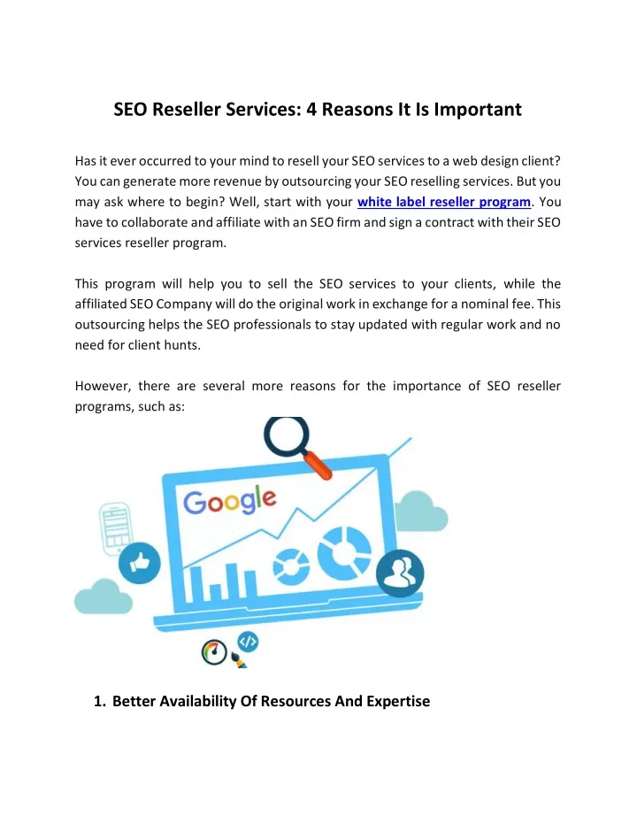 seo reseller services 4 reasons it is important