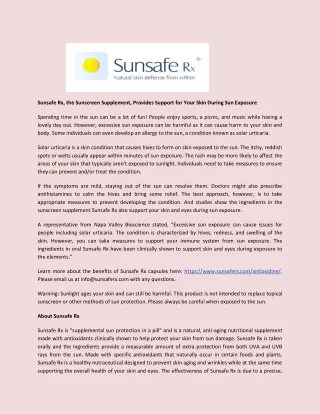 Sunscreen Supplement Support Your Skin During Sun Exposure