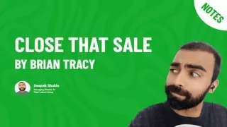 Close That Sale by Brian Tracy Closing techniques– Book Summary