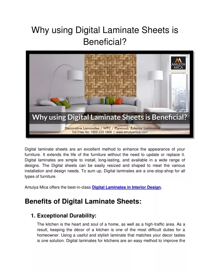 why using digital laminate sheets is beneficial