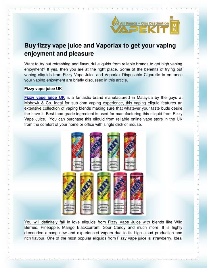 buy fizzy vape juice and vaporlax to get your