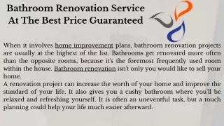 Bathroom Renovation Service At The Best Price Guaranteed