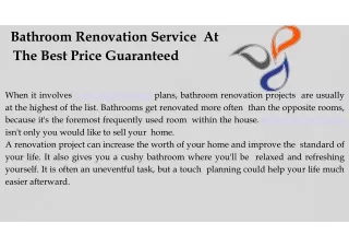 Bathroom Renovation Service At The Best Price