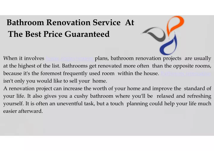 bathroom renovation service at the best price guaranteed