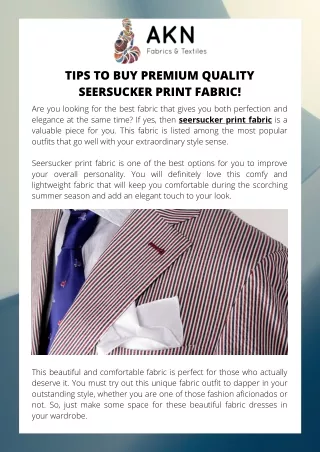 Tips to Buy Premium Quality Seersucker Print Fabric!