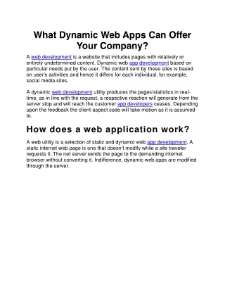 what dynamic web apps can offer your company