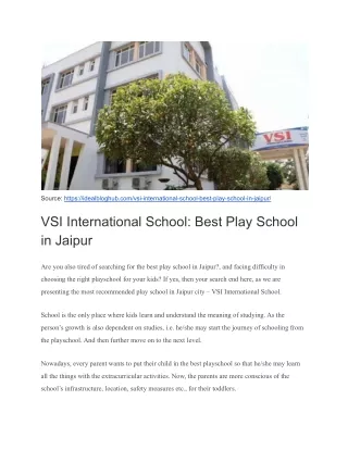 VSI International School_ Best Play School in Jaipur