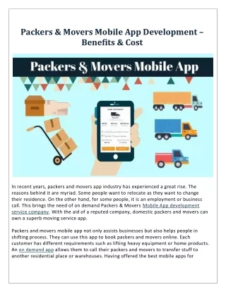 Packers & Movers Mobile App Development – Benefits & Cost
