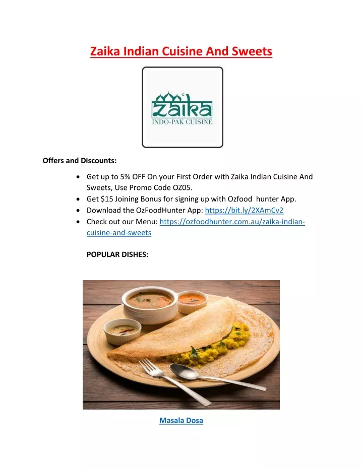 zaika indian cuisine and sweets