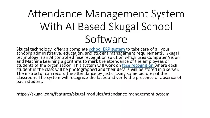 attendance management system with ai based skugal school software