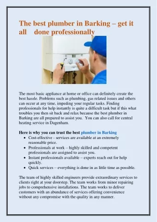 the best plumber in barking get it all done