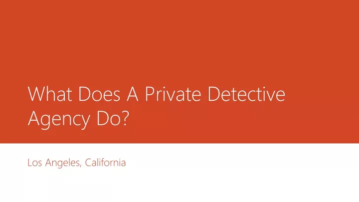 what does a private detective agency do