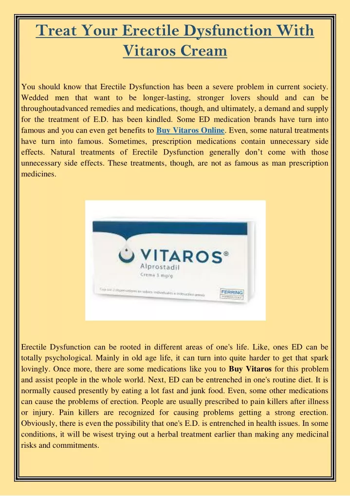 treat your erectile dysfunction with vitaros cream