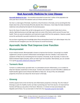 Best Ayurvedic Medicine for Liver Disease