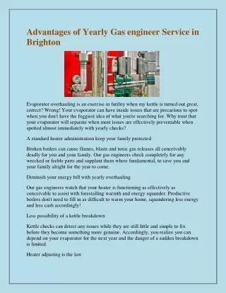 advantages of yearly gas engineer service