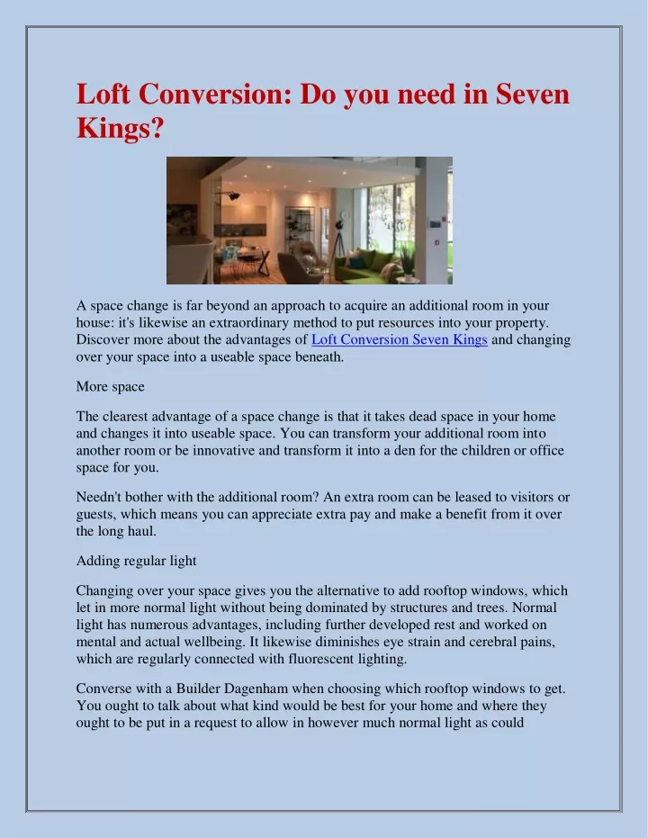 loft conversion do you need in seven kings