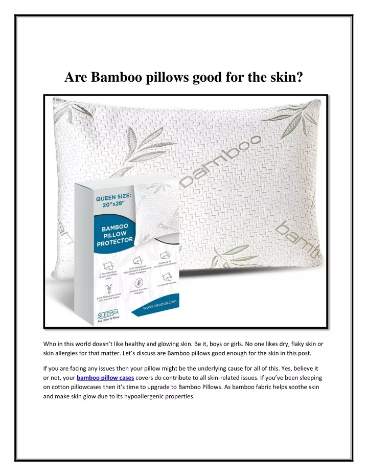 are bamboo pillows good for the skin