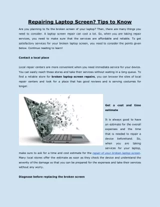repairing laptop screen tips to know