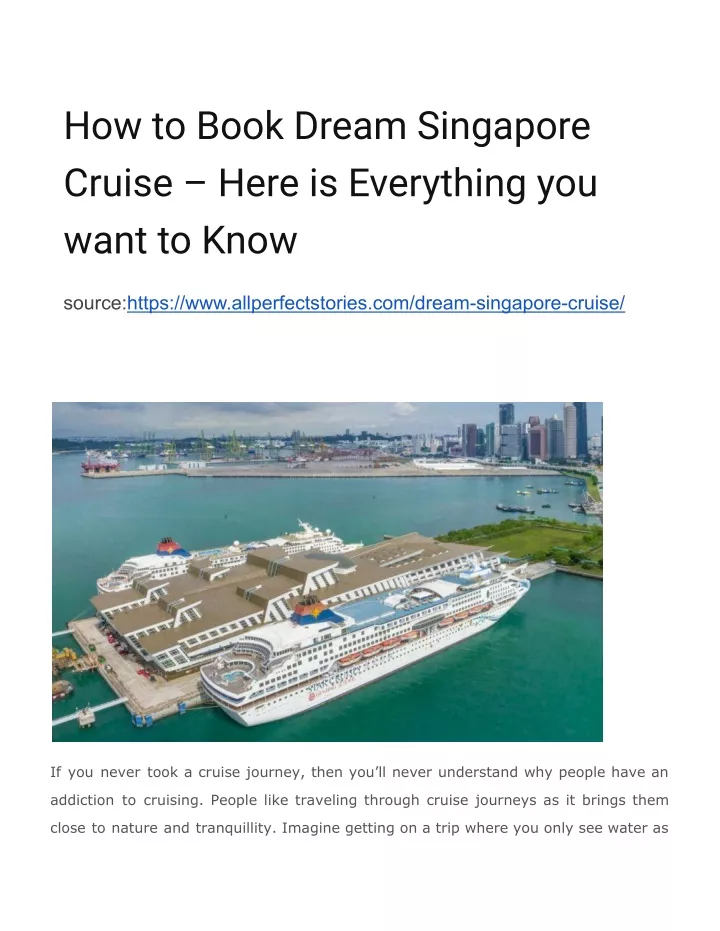how to book dream singapore cruise here