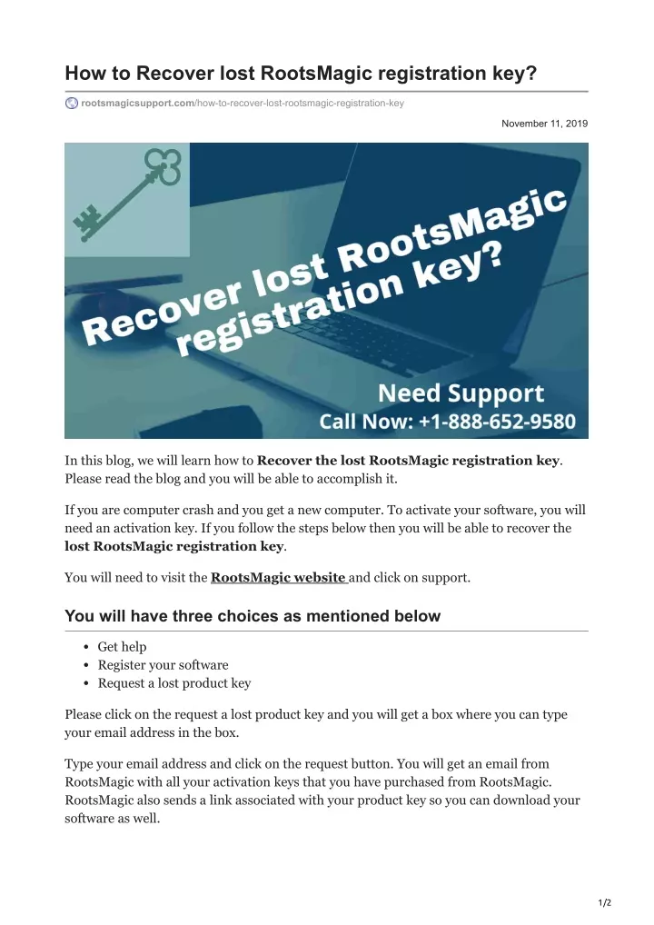 how to recover lost rootsmagic registration key