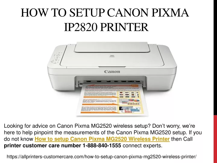 how to setup canon pixma ip2820 printer