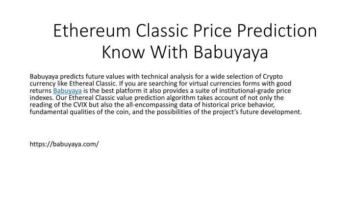 ethereum classic price prediction know with babuyaya