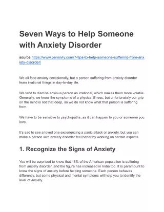 Seven Ways to Help Someone with Anxiety Disorder