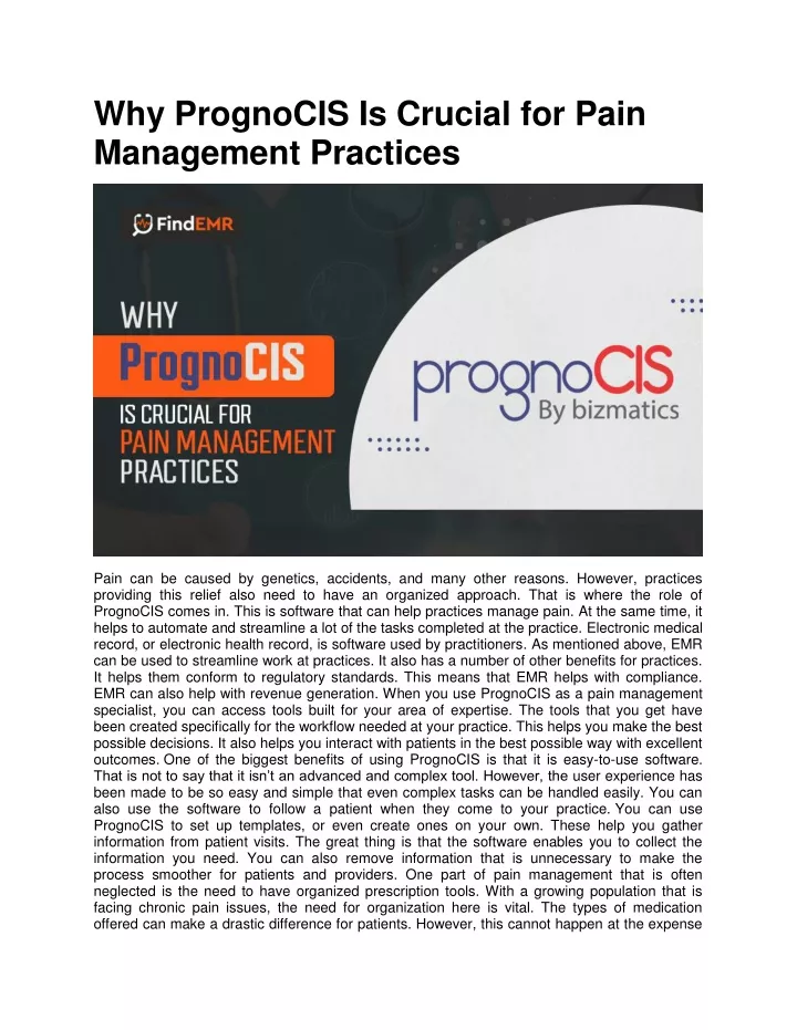 why prognocis is crucial for pain management
