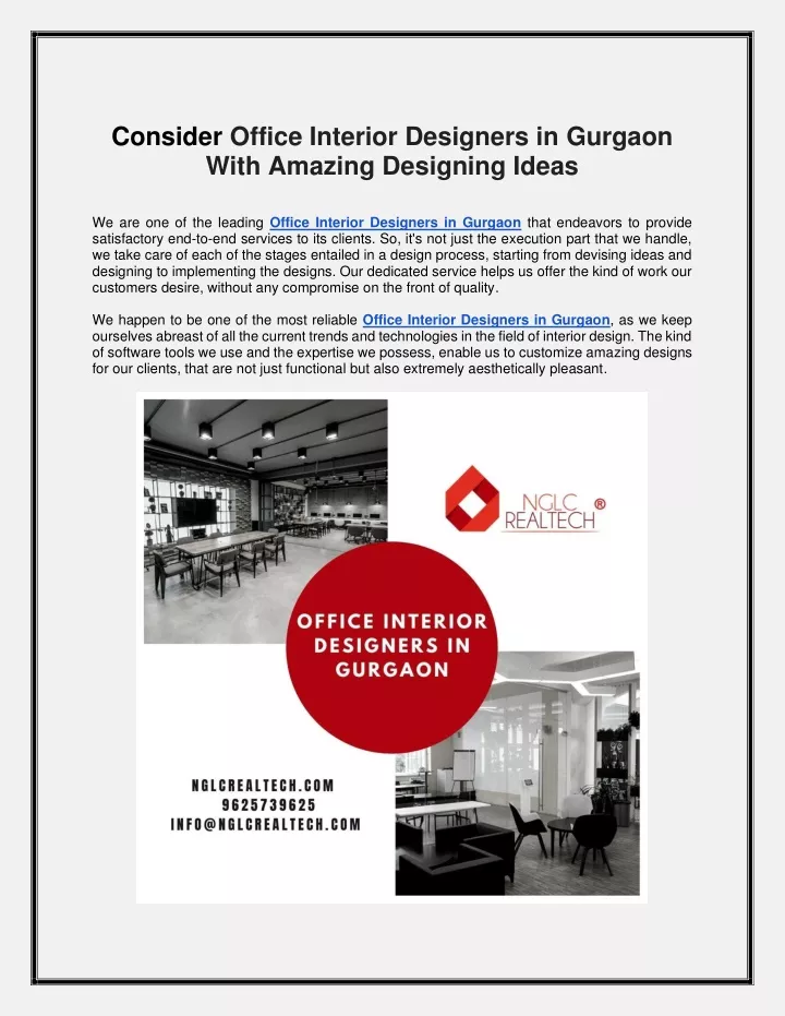 consider office interior designers in gurgaon