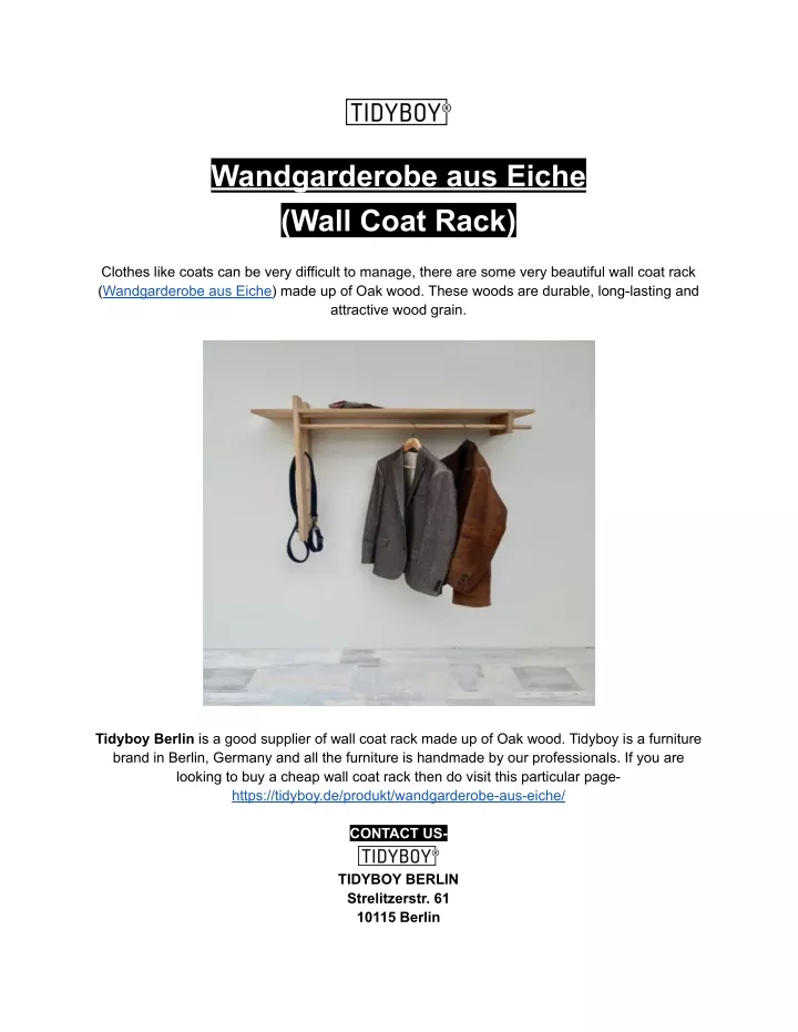 wandgarderobe aus eiche wall coat rack