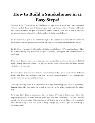 how to build a smokehouse in 11 easy steps